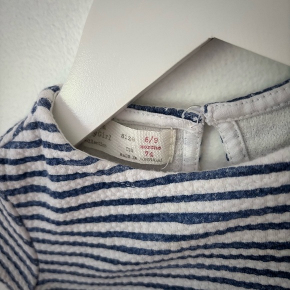 Zara Navy and White Striped Baby Dress size 6-9 months - Picture 2 of 2